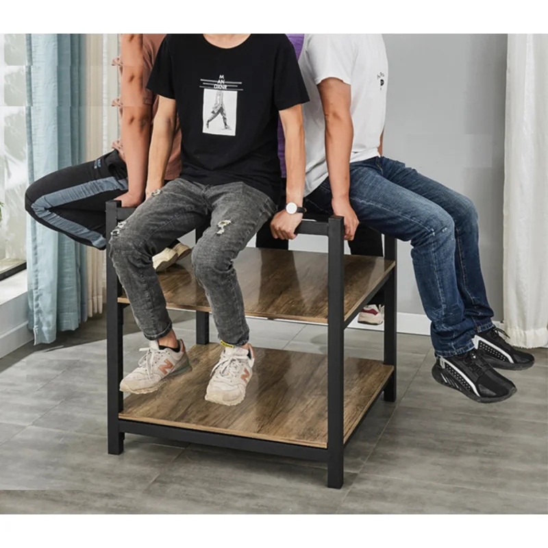 custom.Supermarket Stacking Shelf Milk Promotion Table Beverage Rack Thickened Three-Layer Steel Wooden Rack Grain Oil Stacking