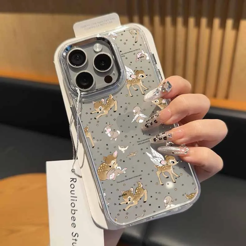 ديزني كارتون بامبي فوندا لابل آيفون 17 17Air 16 16E 15 14 13 12 XS XR Pro Max Plus حافظة هاتف شفافة كابا