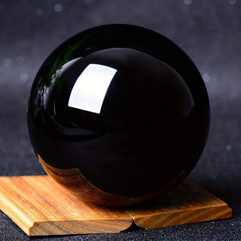 Obsidian crystal ball, black crystal ball piece, original stone polishing, home living room decoration view 5