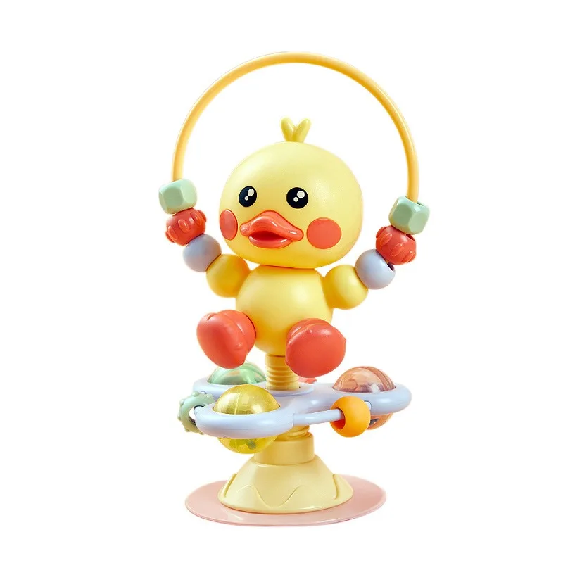 كرسي الطعام، أكواب شفط، ألعاب موسيقى دوارة، قبضة ألغاز التعليم المبكر، خشخيشات للأطفال البطة المهدئة بعمر 0 سنة واحدة