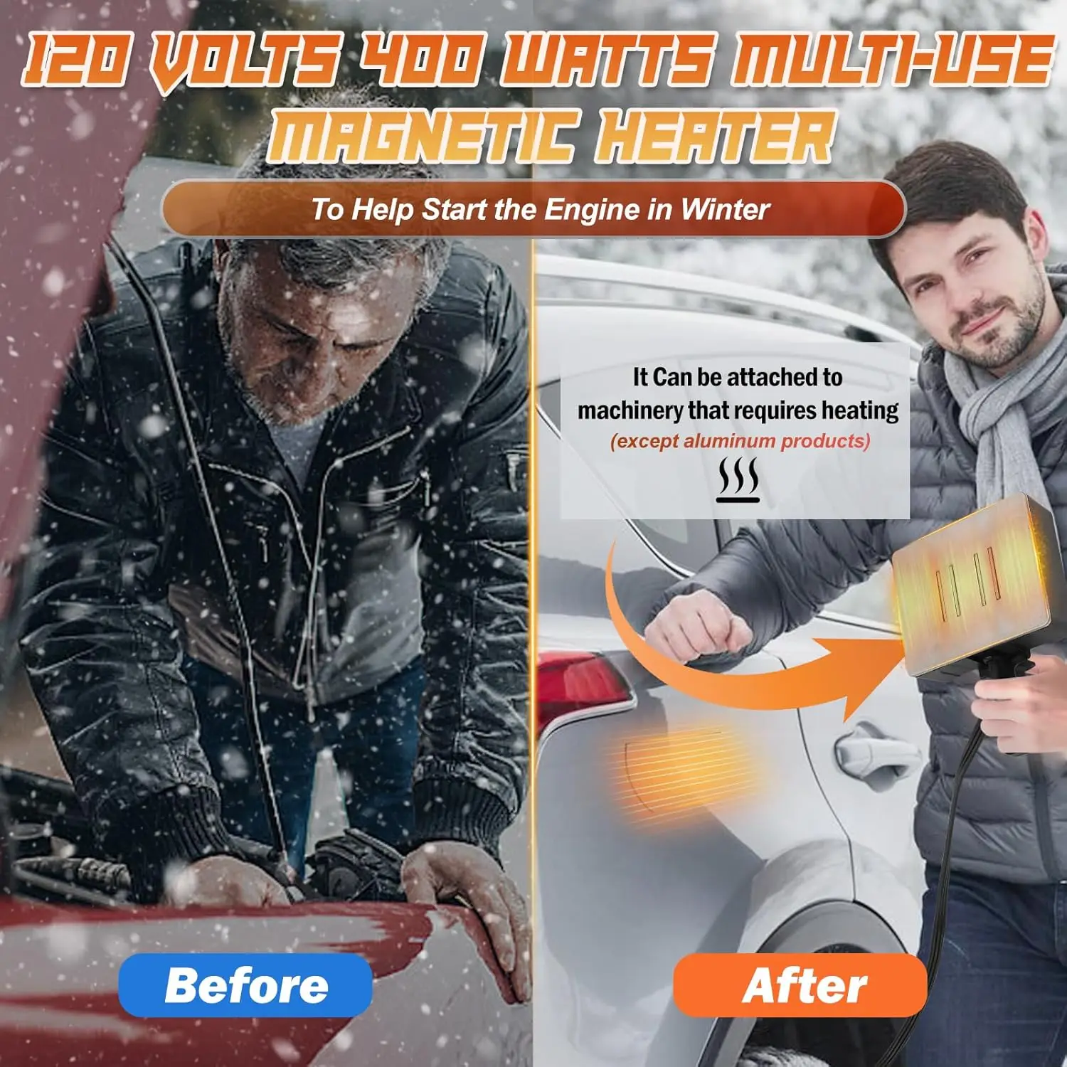 Модернизированный магнитный нагреватель блока двигателя, 120 В, 400 Вт, подходит для широкого радиуса действия автомобилей, оборудования, компонентов и т. д.