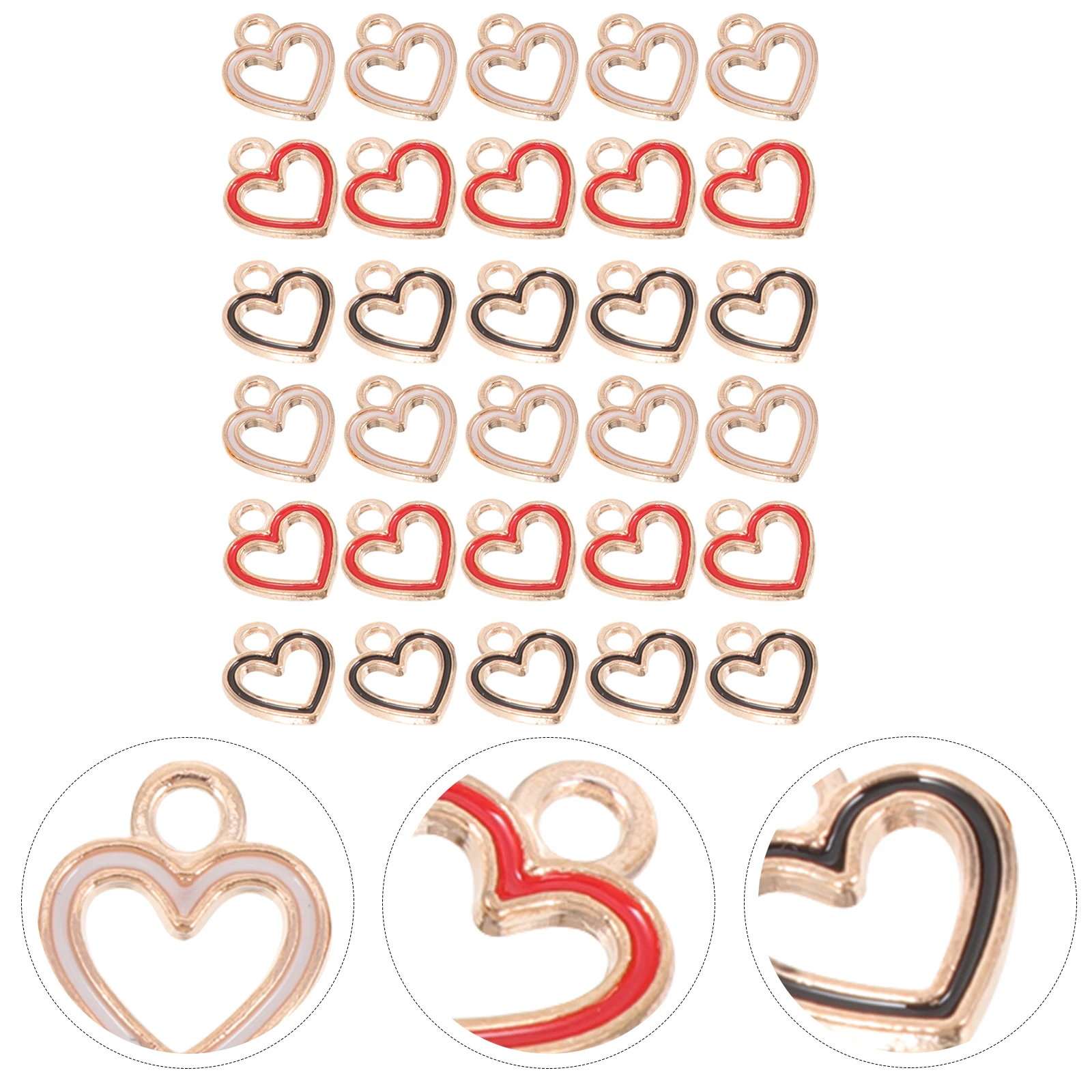 

30 Pcs Hollow Heart Pendant Jewel Ornaments Hoop Earrings Steam Shaped Charms for Jewelry Making Diy Silver Heart-shaped