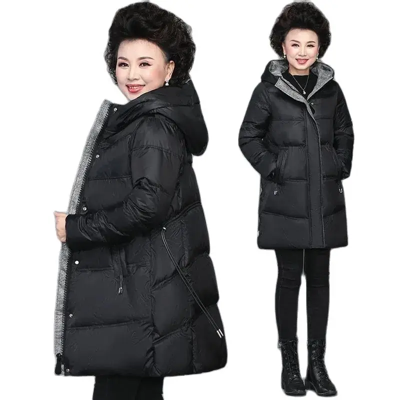 

Mom Winter Down Jacket Western Style Mid-Length Female Thickened Warm Grandma Padded Jacket Middle-Aged Elderly Padded Jacket