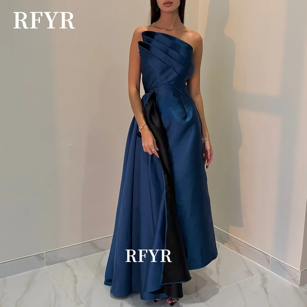 

RFYR Pleats Evening Dress A Line Satin Prom Dress Formal Celebrity Gala Dress for Women مناسبة رسمية Customized