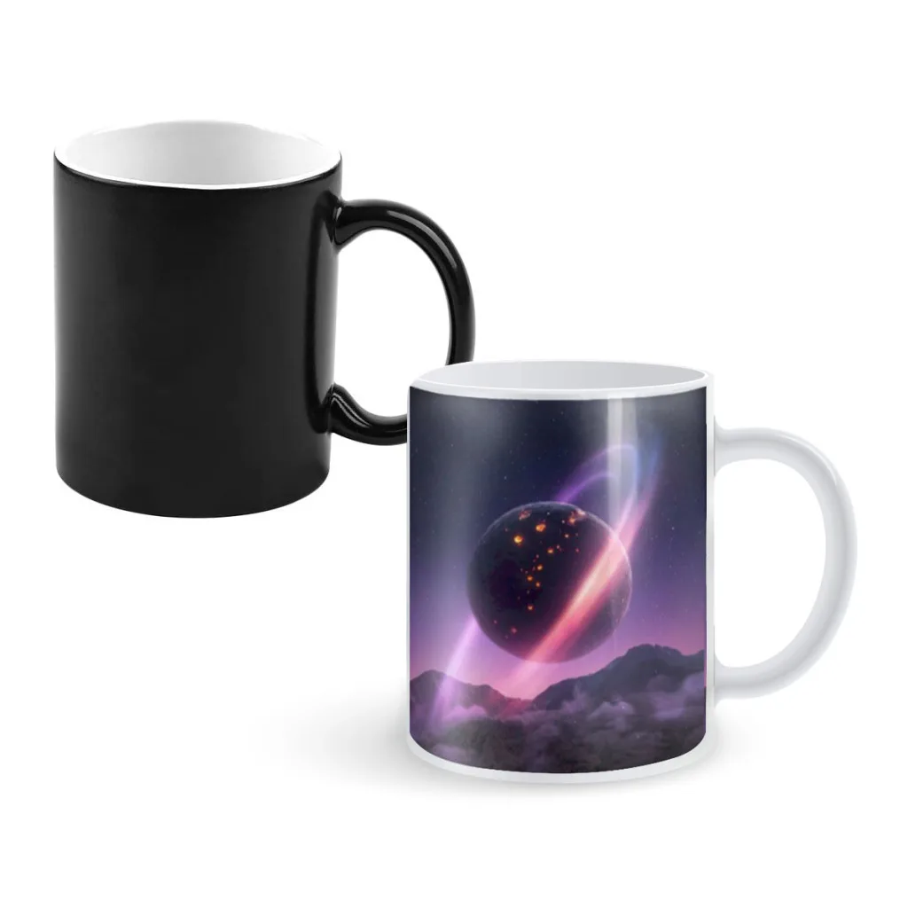 Outer-Space-Cat-Moon-Creative Change-ceramic Mug Heat Revealing Coffee Cup Breakfast Cup Mug Friends Gift