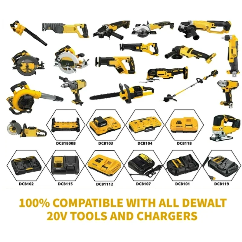 12Ah 20V Li-ion Battery for Dewalt 18V 20V DCB184 DCB200 DCB182 DCB180 DCB181 DCB182 DCB201 DCB20