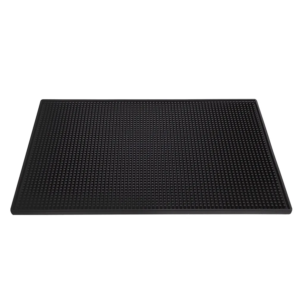 PVC Anti-Skid Thick Heavy-Duty Bar Mat Black Non-Slip Kitchen Drain Drying Mat Tableware Drain Pad Bar Service Spill Pad
