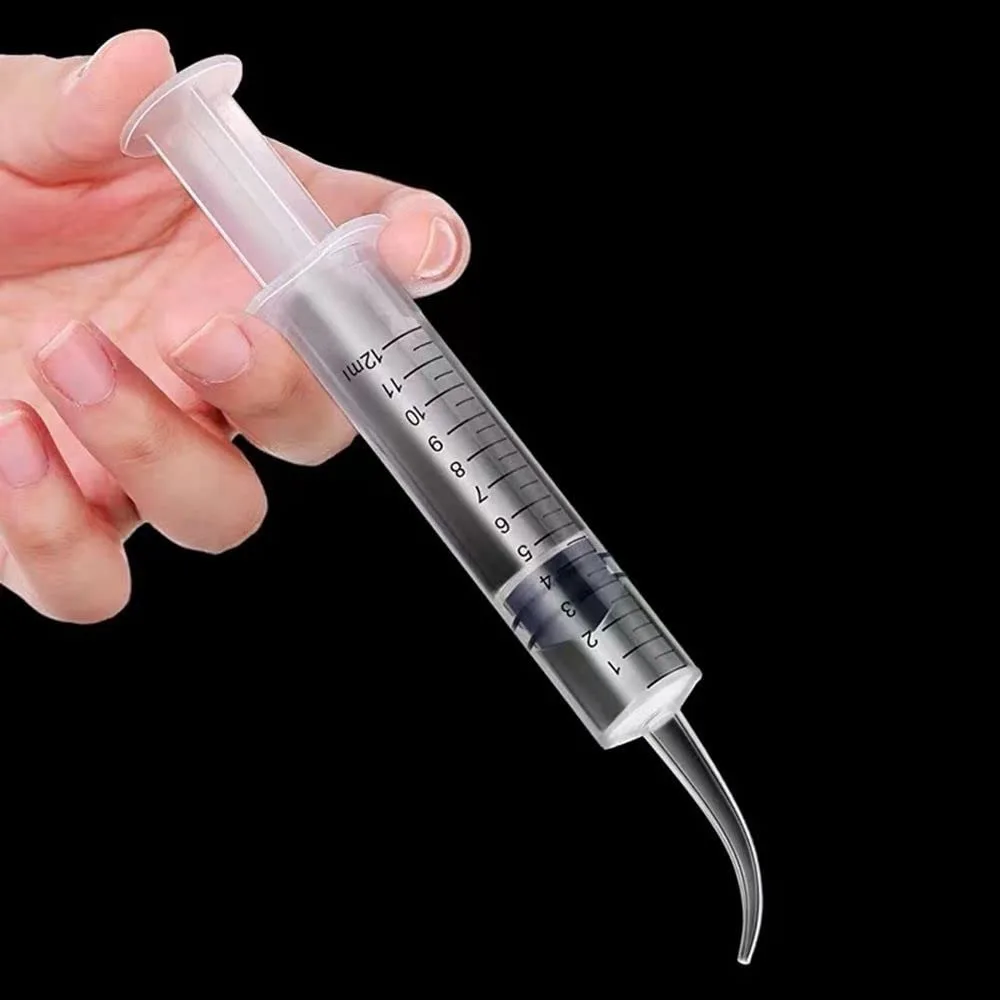 10 Pack Dental Syringes with Curved Tip Disposable Gradient Dental Irrigation Syringes for Oral Dental Care Tonsil Stone Removal Laboratory Feeding Small Pets Curved Measurable (12ml, transparent, 10) view 5