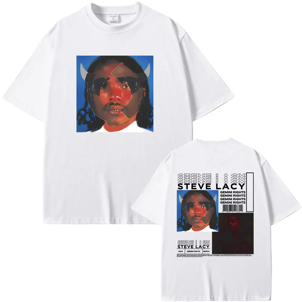 تيشيرت كلاسيكي كبير الحجم للرجال ، مغني الراب Steve Lacy ، قناع جيميني ، غطاء ألبوم ، طباعة على الوجهين ، هيب هوب ، موضة ، تيشيرتات ذكور
