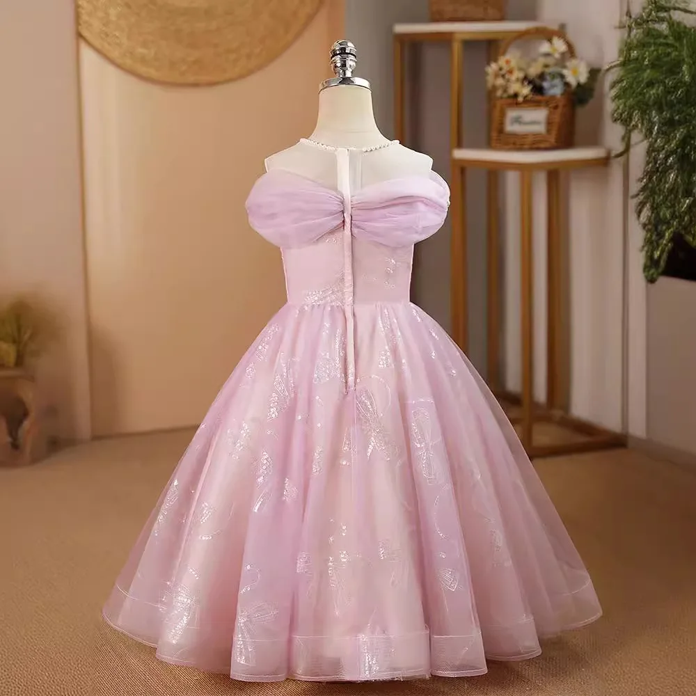 Vestido de noite infantil princesa, Lantejoula Design, Casamento, Aniversário, Batismo, Páscoa, Eid Party, Vestidos de meninas, Elegante, 2024