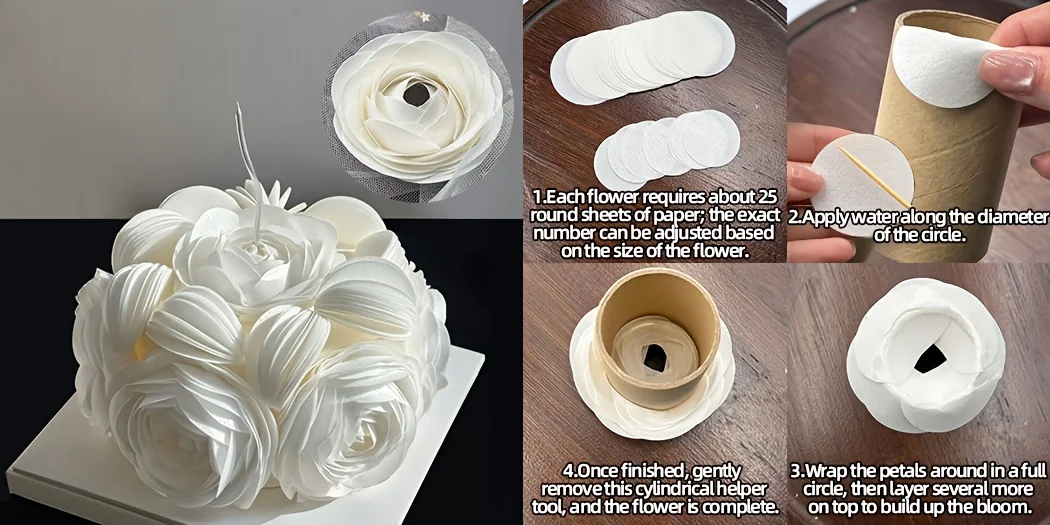 DIY Kuchenrand-Dekorationen 120/210 Stück 3D Kuchendekorationen | Runde Schwanenrosen-Blumenbordüren | Kugelförmiges Backen zum Selbermachen – Detail 5