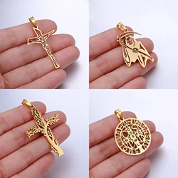 100% Stainless Steel Christian Jesus Cross Pendants Religion Cross Tree Of Life Charms For Jewelry Prayer Baptism Gifts