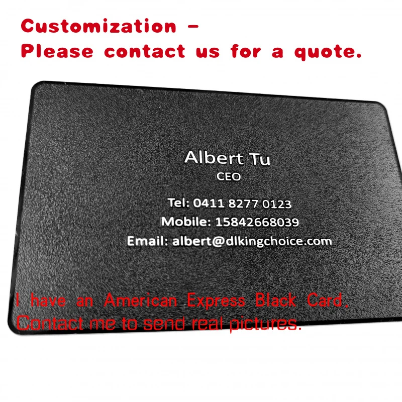 

custom.Metal Business Card Matt Black High-end Silk Screen Silver Text