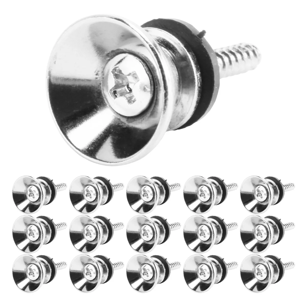 Guitar Bass Chrome Metal End Pin Strap Buttons Locks Cushion Screws (16Pcs)