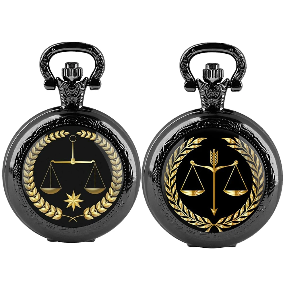 Stainless Stee Lawyer Justice Scale Judge Glass Dome Quartz Pocket Watch Necklace Women Jewelry Pendant Chain Children