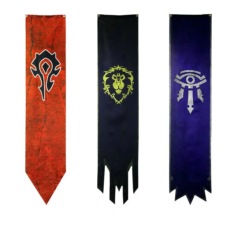 36x168cm WOW World War For Horde Alliance Banner Long Flag Wall Hanging KTV School Bar Home School Cosplay Party Decoration Gift