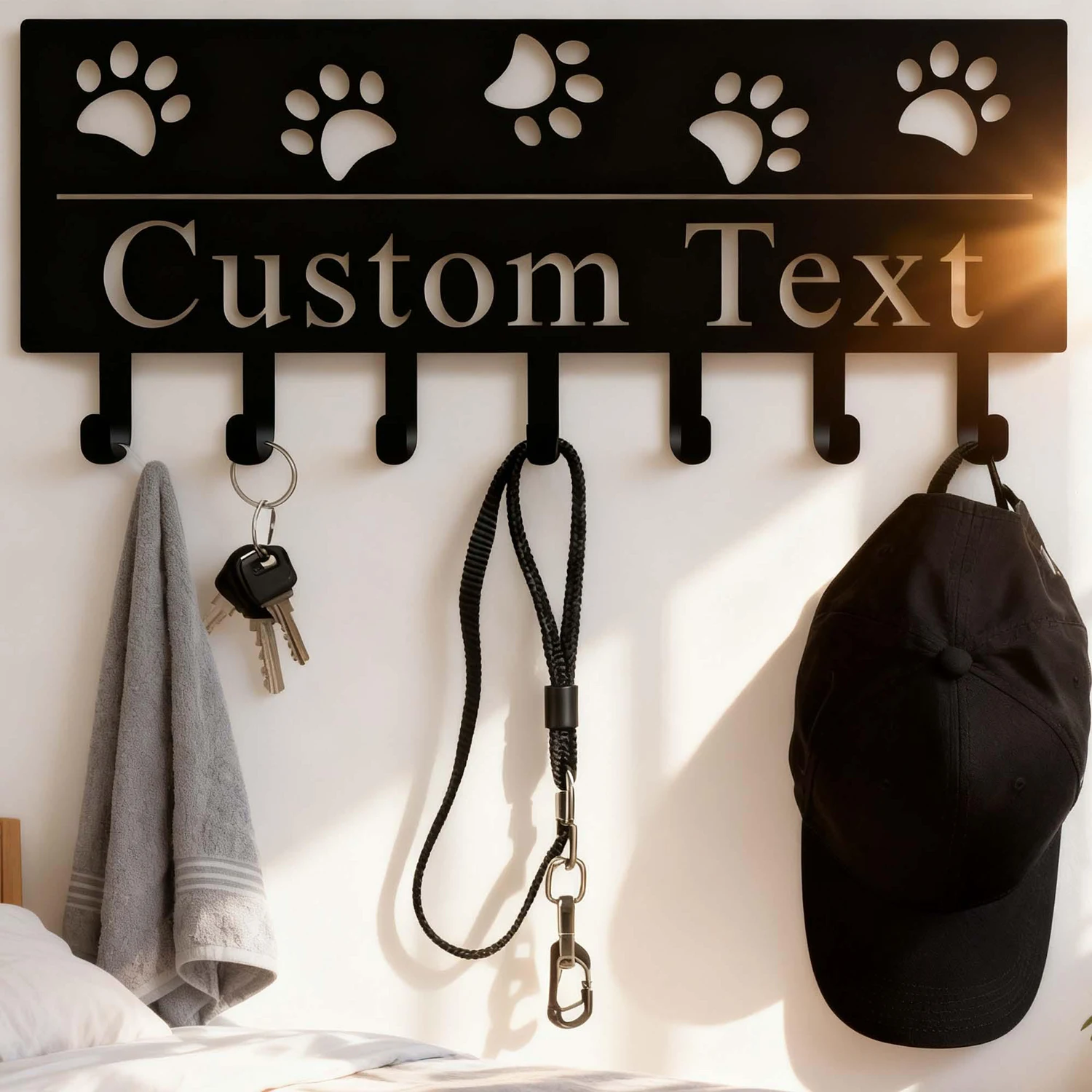 

Personalized Key Holder for Wall, Pet Dog Leash Holder, Custom Metal Dog Paw Key Hooks with Name, Entryway Coat Hook Rack