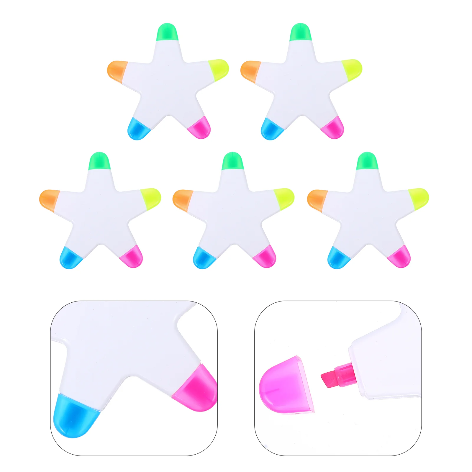 

5 шт. пятицветная кисть-Лепесток для письма, текстовый Хайлайтер для студентов, пластиковые подсветки в форме звезды