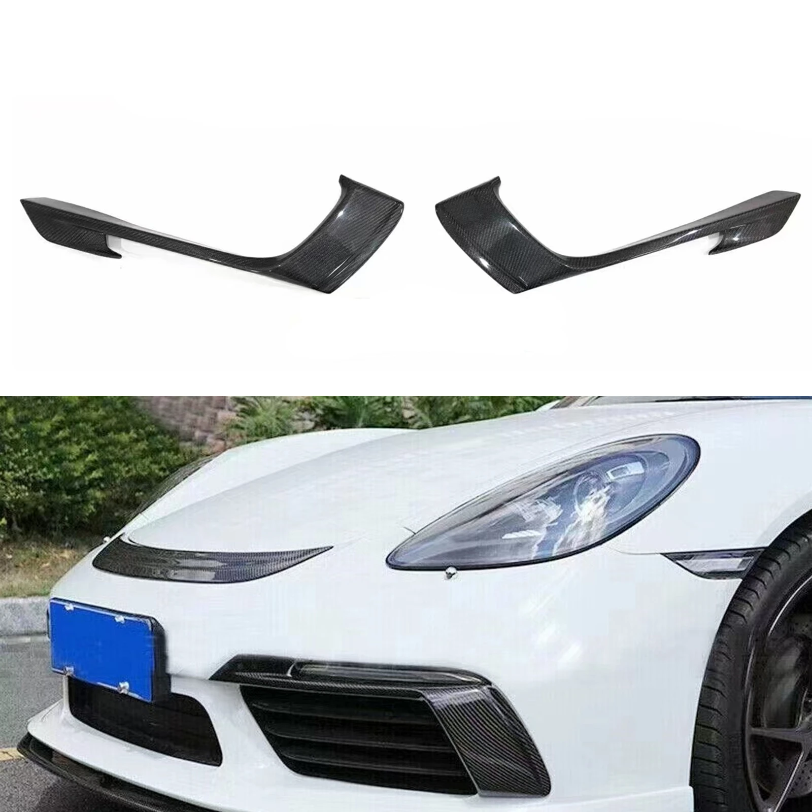 

2PCS Front Fog Light Air Vent Trim Intake Cover For Porsche 718 Boxster Cayman 982 Coupe Convertible 2016 2017 2018 2019