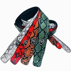 P&P New PU Leather Guitar Strap Snake Pattern Bass Strap Instrument Accessories