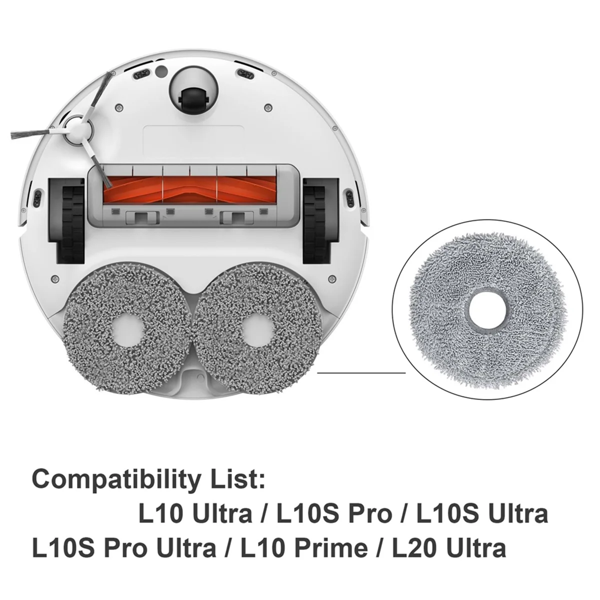 Cuscinetti per mocio di ricambio compatibili per L10 Ultra / L10S Pro Ultra / L10S Pro Ultra / L20 Ultra Robot aspirapolvere