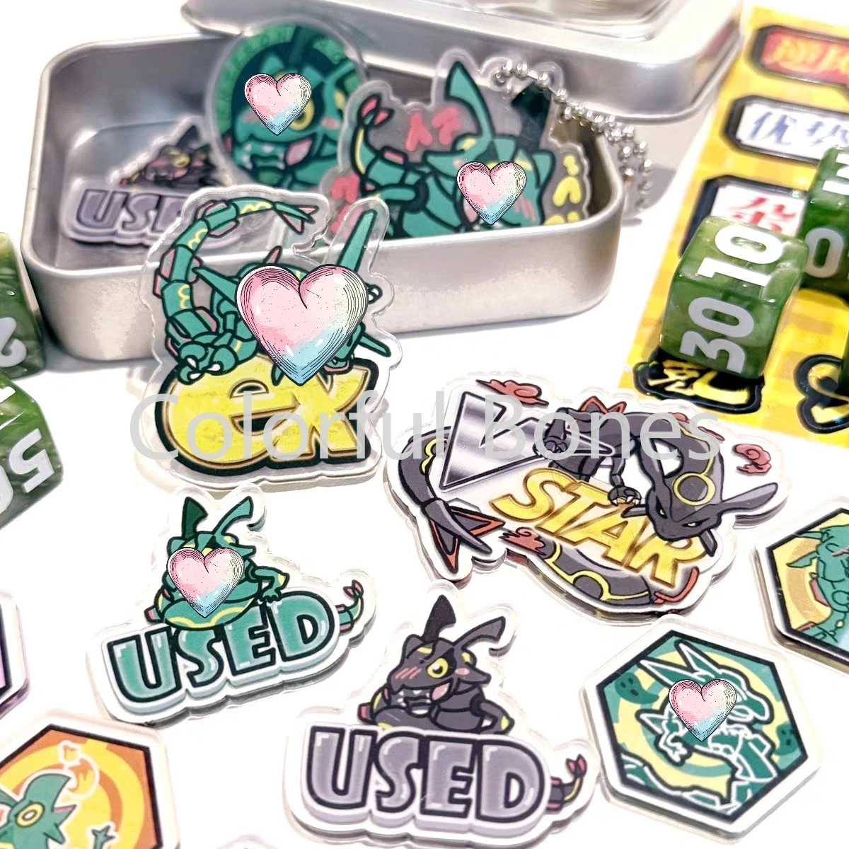 ポケモン-ptcg-ダメージインジケーターセット-レックウザテーマダイス-vstar-マーカー-ex-ボードゲームアクセサリー-ポケモンプレイヤーやファン向け