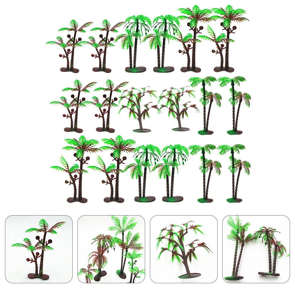 

60 Pcs Fake Coconut Tree nament Various Sizes Plastic Artificial Palm DIY L scape Aquarium Decors Fish Tank Photo Props Party