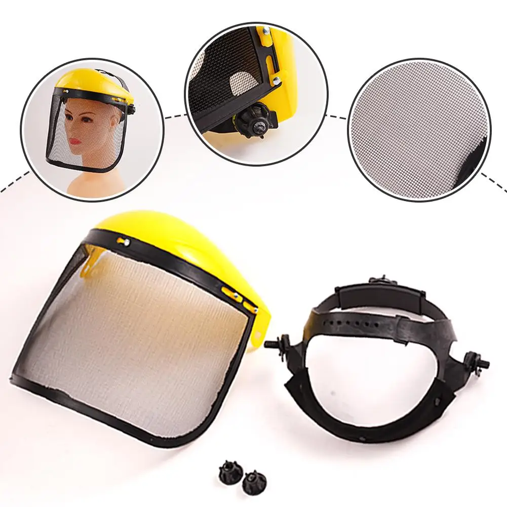 1PCS Stainless Steel Garden Grass Trimmer Safety Helmet Safety Full Face Mesh Proof Mask Hat Screen With Protective D7A8