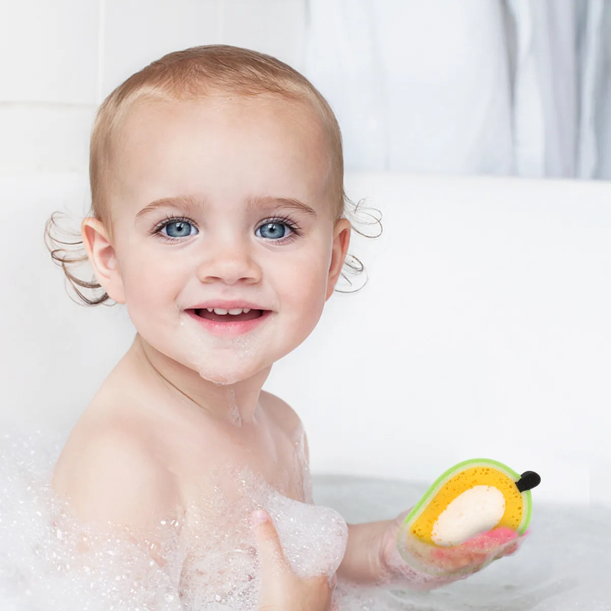 

8Pcs Kids Bath Sponges Fruit Shape Shower Brushes Soft Exfoliating Body Scrubbers Baby Shower Sponge Sponge Bath Brush