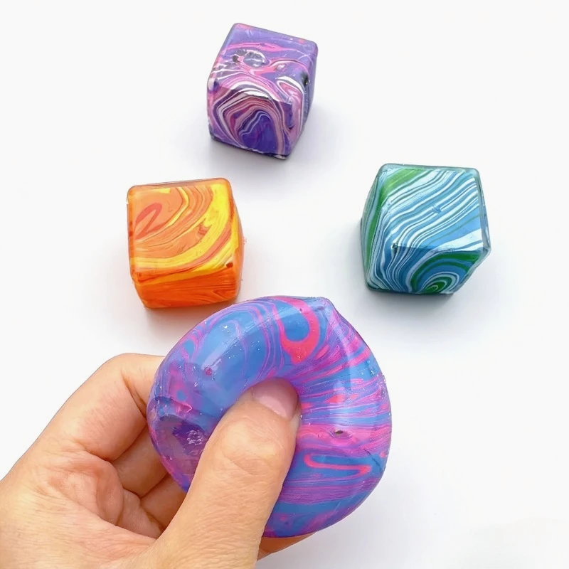 Squishy Flow Pattern Cube Kneading Squeeze Toy Stress Relieving Kneading Venting Toy Slow Rebound Decompression Gift for Adult