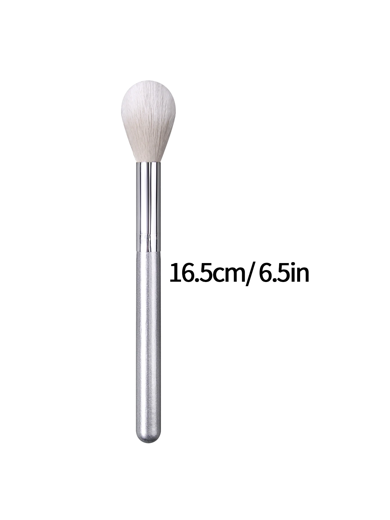 Hot Sale 1PCS Single Flame Highlighter Brush, Silver Shiny Handle Soft Fluffy White Hair Cosmetic Brush for Blush Highlight