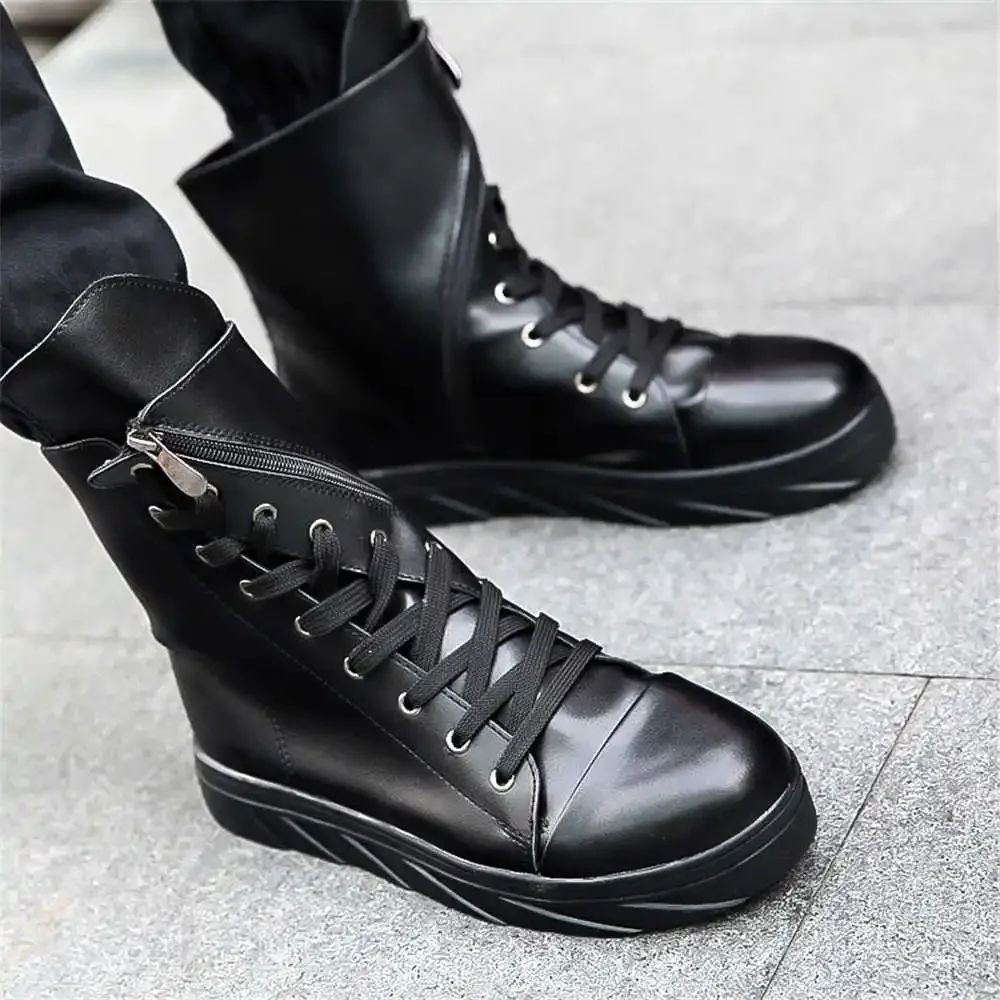 With Ties Middleboots Men's Shoes New Shoes Black Boots Men Hi Cut Shoes For Men Sneakers Sport Drop Shipping Boti