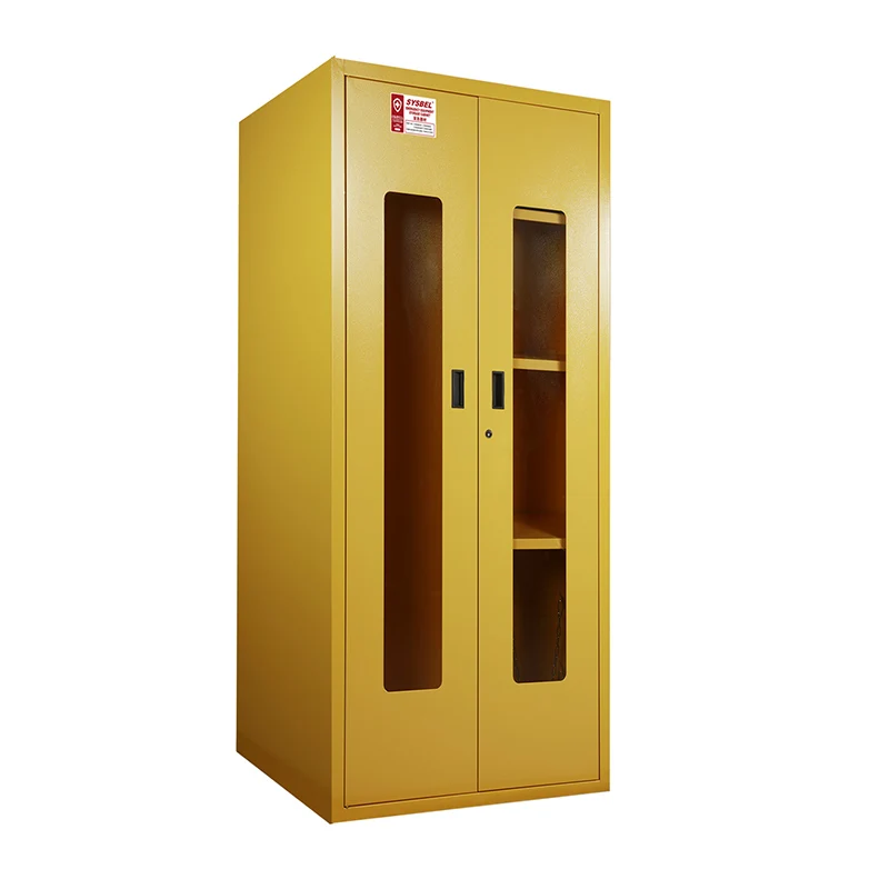 Laboratory Cabinet,SYSBEL CE Approved 45 Gal 170 L Yellow Emergency Equipment Safety Storage Cabinet PPE Cabinet With Windows Fo