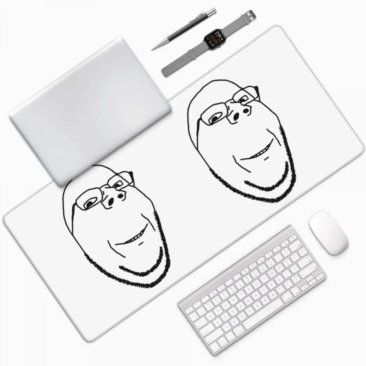 Smiling Wholesome Wojak Soyjak Large Mouse Pad Computer Keyboard Mouse Mat Gamer PC Laptop Desk Mat Office Accessories Table Mat