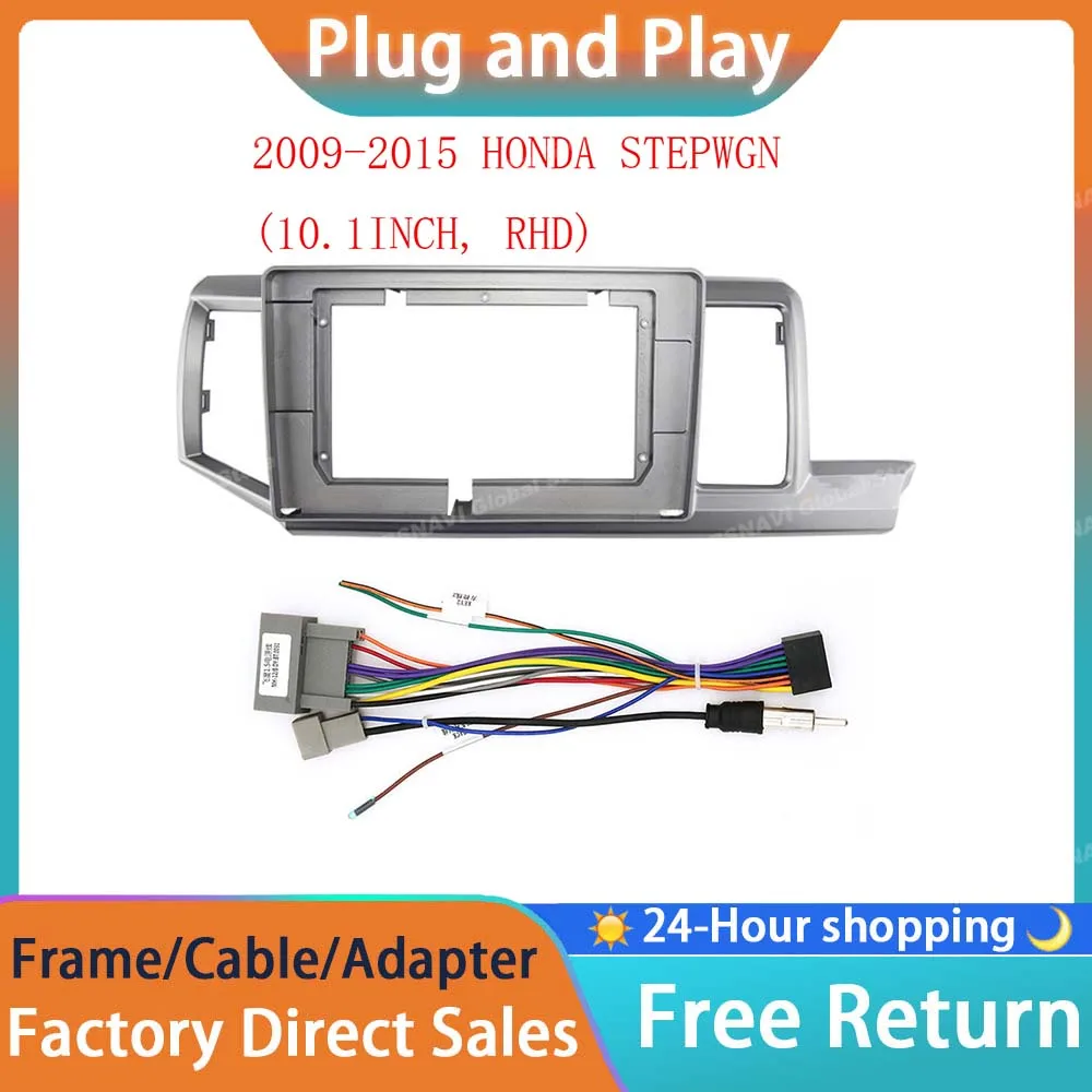 

RSNAVI 10-дюймовая 2-диночная рамка для автомобильного радиоприемника для Honda Stepwgn 2009 2010 2011-2015, комплект кабельной установки, накладка на приборную панель