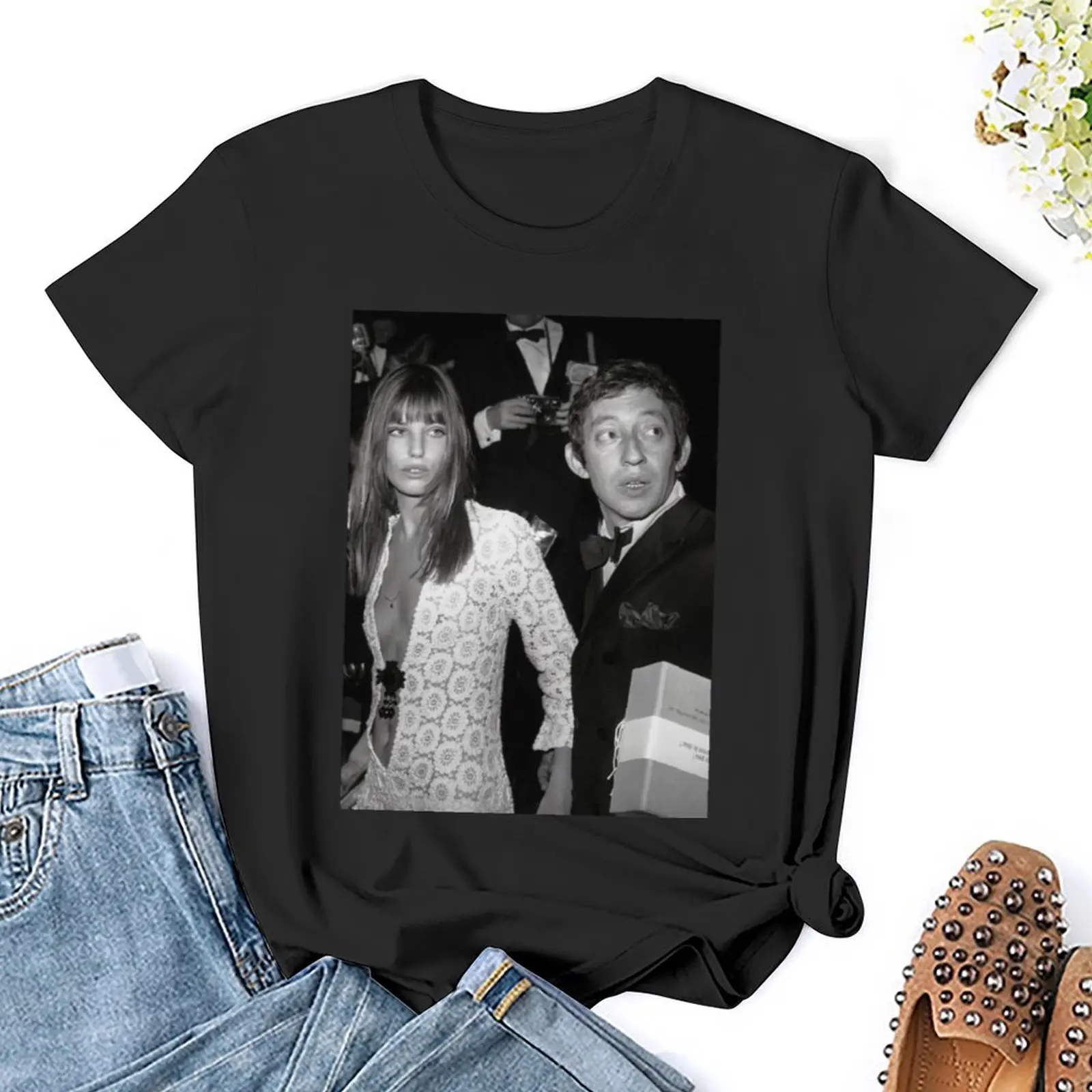 Jane Birkin and Serge Gainsbourg T-Shirt tops vintage lady clothes graphic t-shirts for Women