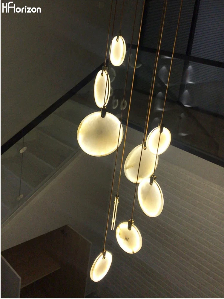 

Spain New Trend Gold alabaster Natural Marble Design Home Decor Chandelier Lighting,Lustre Suspension Living room Villa stairs