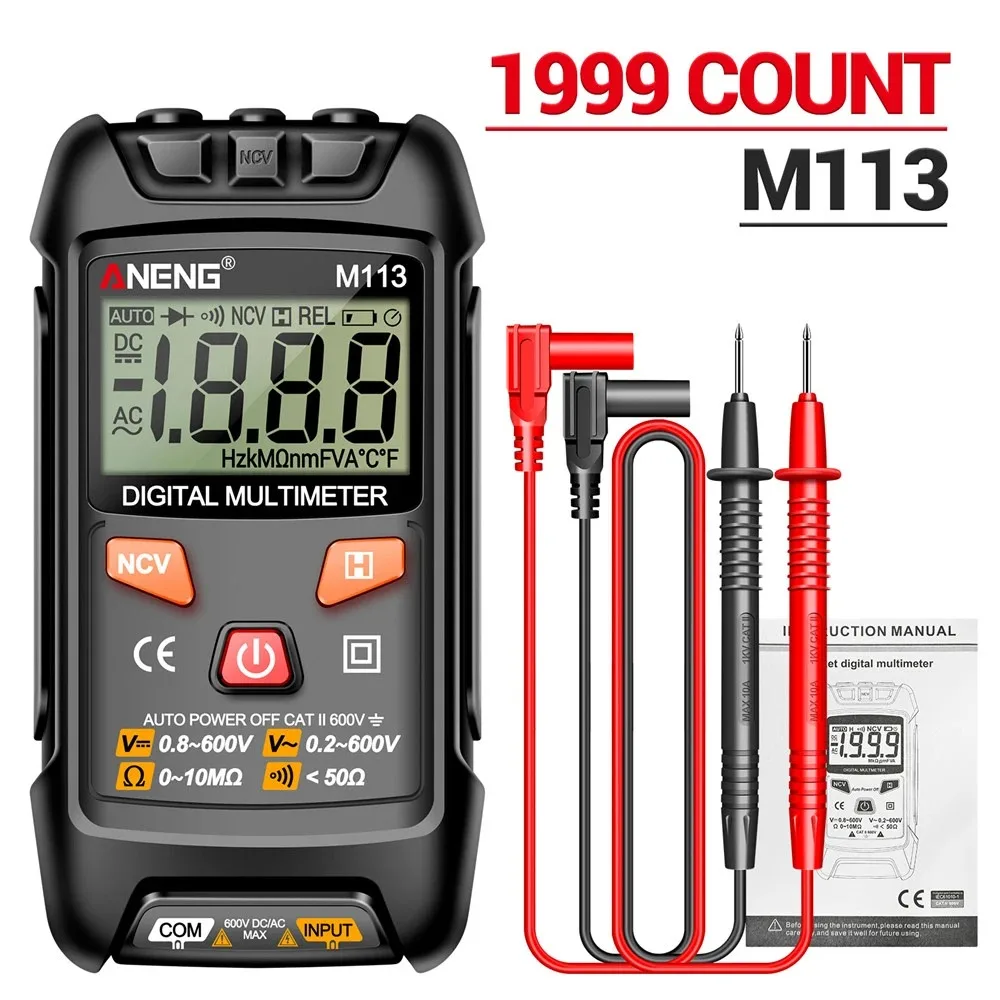 M113 Digital Multimeter AC/DC Voltage Meter 1999 Counts Multimetro  Multifunction  NCV Electricity Tools Measuring Instruments