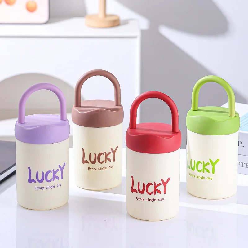 New Double-layer Plastic Glass Cup Girls Coffee Thermos Cup High Polished Finish with Portable Handle Water Bottle for On-the-Go