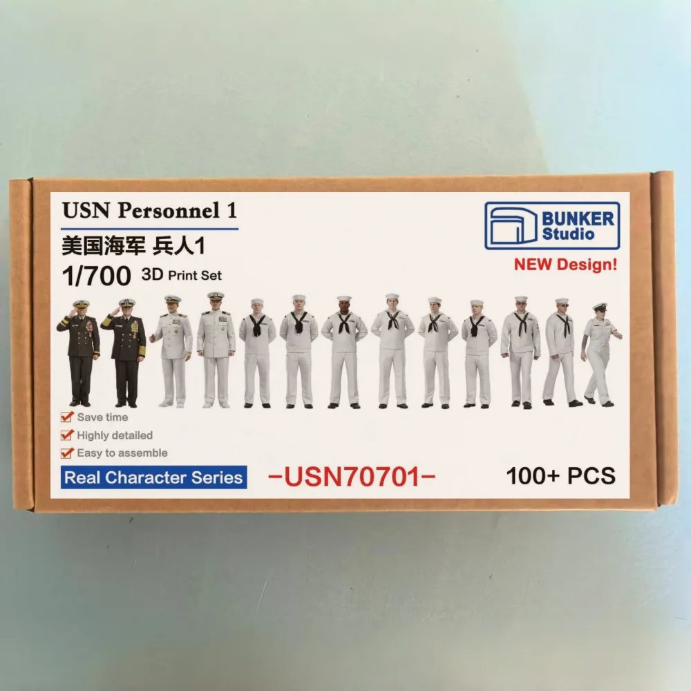 BUNKER Studio 1/700 US Navy Full Personnel Figure Set 3D Print Resin Crew