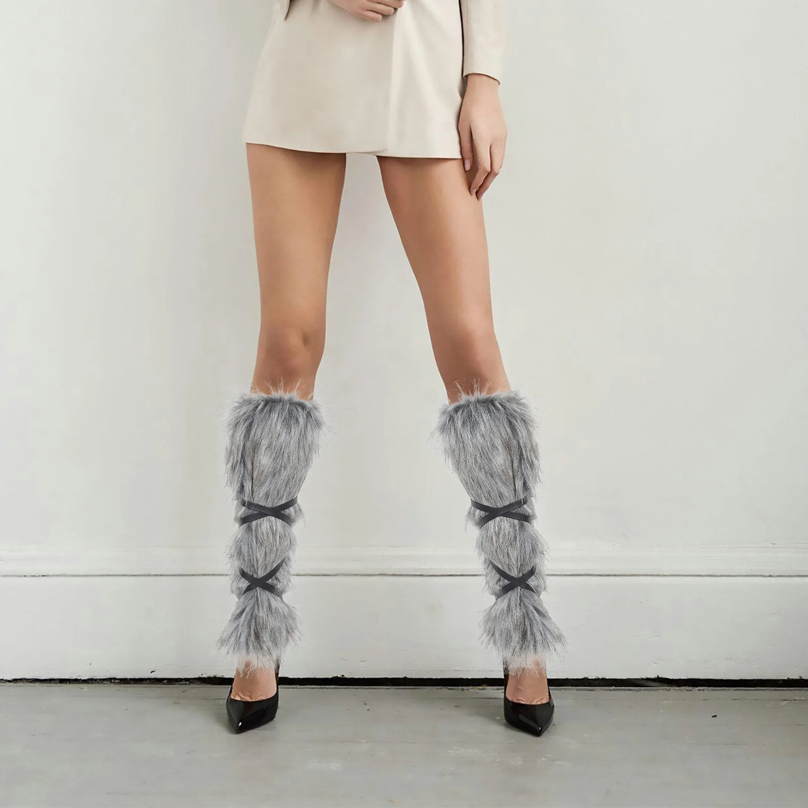 2pcs Faux Warmers 40Cm For Women Chunky Leg Warmers Men Winter Outdoor Halloween Costume Accessories Leg Guards Chunky Socks