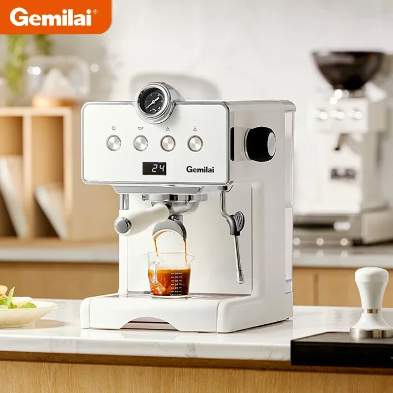 

Gemilai Coffee Maker Italian Espresso Home Semi-automatic Espresso Coffee Machine Steam Milk Frother 15Bar Extraction CRM3610