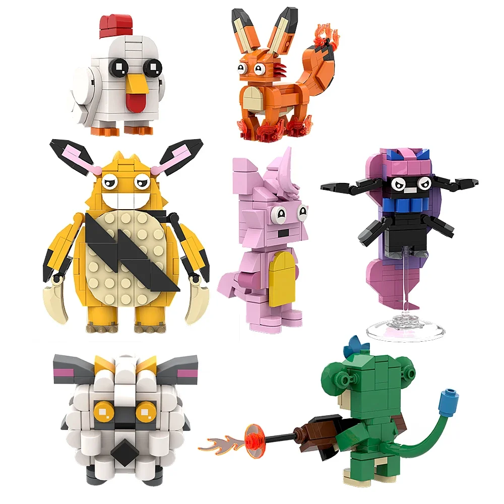 Gobricks MOC Daedream 캐릭터 브릭헤드 Palworlds 게임 치키피 모델 빌딩 블록, Foxparks Tanzee Lamball 장난감, 아이 선물