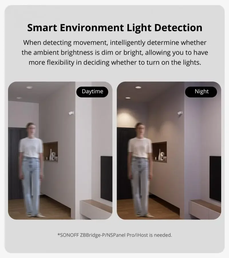 Imagem -04 - Sonoff Snzb03p Zigbee Sensor de Movimento Detecção de Luz Segurança em Casa Ligação Cena Inteligente Local Via Ewelink App Alexa Google