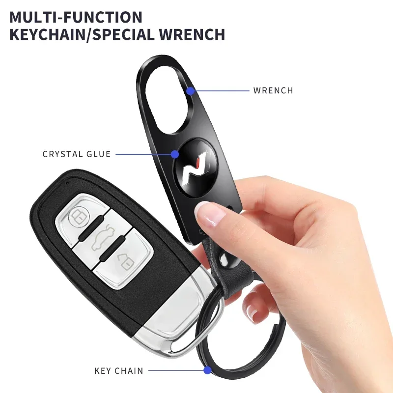 Car Wheel Tire Valve Stems Caps with car Keychain keyrings For Hyundai N Avante Sonata Elantra i30 i20 Tucson N Line Accessories view 3