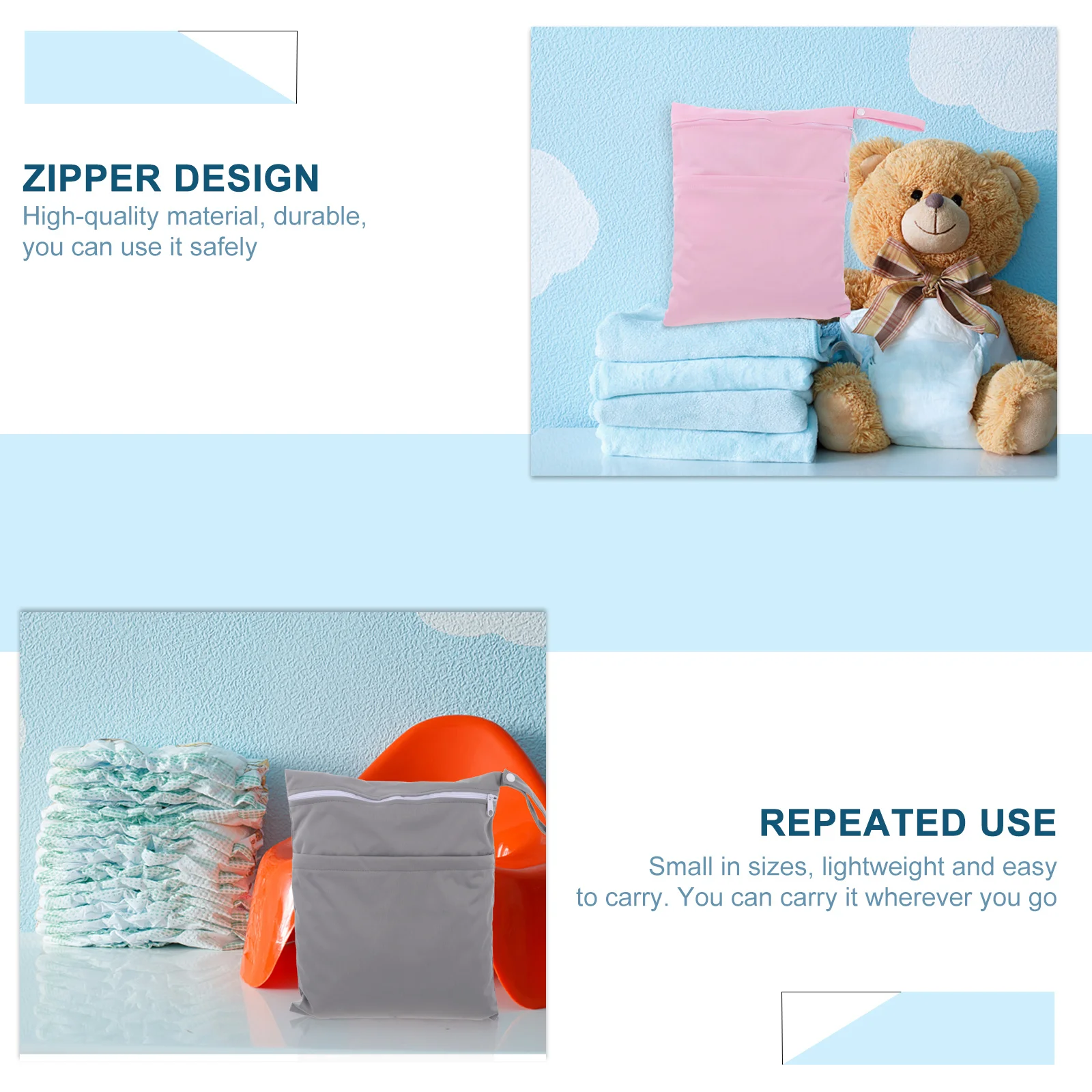 2 قطعة حقيبة تخزين الحفاضات حفاضات الطفل الحقيبة مقاوم للماء المحمولة للحفاضات الرطبة الجافة المنظم السفر الشاطئ السباحة #1