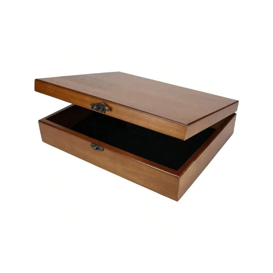 

WE G Old World Wooden Box With Latch Vintage-Style Wooden Keepsake Box For Jewelry And Trinket Storage Walnut Finish