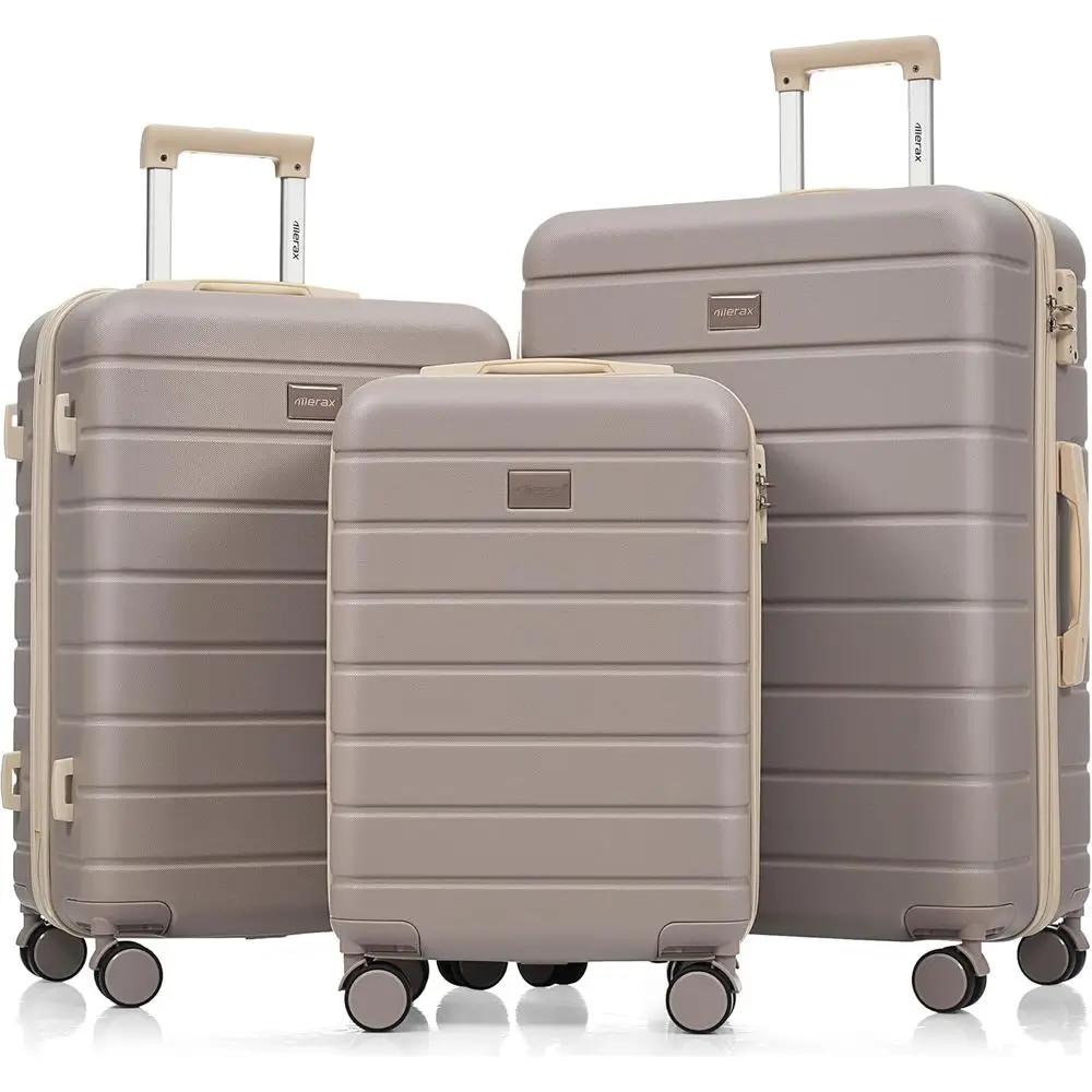 

3-Piece ABS Hardshell Spinner Luggage Set with TSA Lock, Rose Brown, 20/24/28 Inches