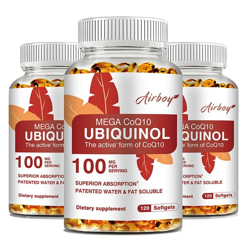 

Ubiquinol CoQ10 100mg - Healthy Blood Pressure Levels, Antioxidants, Beneficial for Heart and Cardiovascular Health