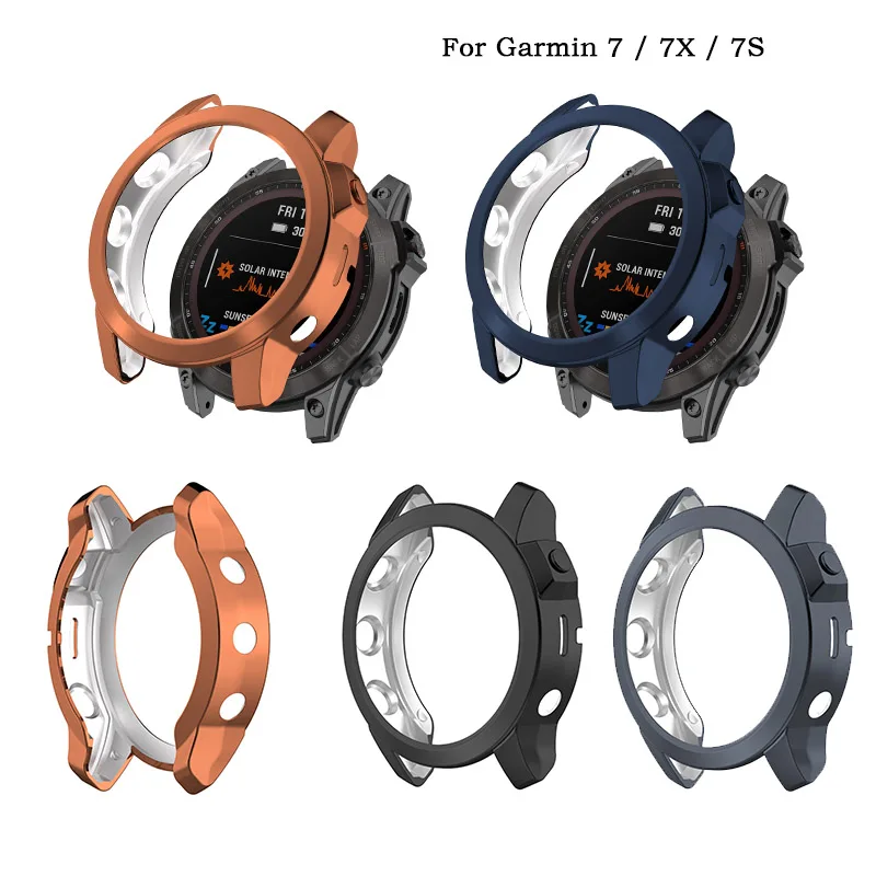 Cover For Garmin Fenix 7 7X 7X Solar 7S 7S Sapphire Solar Silicone Smart Watch Protector Shell Edge TPU Plating Protection Sleev